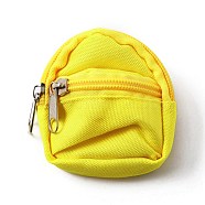 Mini Cloth Doll Backpack, with Zipper, for Doll Girls Accessory Bag, Yellow, 75~80x80x7~8mm(AJEW-WH0307-21C)