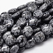 Flat Round Natural Snowflake Obsidian Bead Strands, 16x14x7mm, Hole: 1mm, about 25pcs/strand, 15.74 inch(G-L291-07)