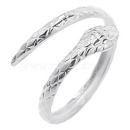 201 Stainless Steel Snake Wrap Open Cuff Ring for Women, Stainless Steel Color, US Size 8(18.1mm)(FIND-PW0004-72P)