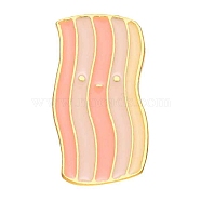 Food Theme Enamel Pin, Golden Alloy Brooch for Backpack Clothes, Streaky Pork, Light Coral, 12.5x25x1.5mm(JEWB-H011-03G-01)