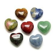 Natural Mixed Stone Healing Stones, Heart Love Stones, Pocket Palm Stones for Reiki Balancing, 29~30x30~31x12~15mm(G-R418-23)