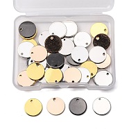 Brass Charms, Stamping Blank Tag, Flat Round, Mixed Color, 12x1mm, Hole: 1.2mm, 5 colors, 8pcs/color, 40pcs/box(KK-BC0006-79)