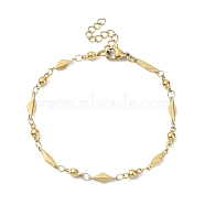 Ion Plating(IP) 304 Stainless Steel Rhombus Link Chain Bracelets for Women, Golden, 7 inch(17.7cm)(BJEW-D023-01G)