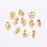Brass Ear Nuts, Friction Earring Backs for Stud Earrings, Long-Lasting Plated, Cadmium Free & Nickel Free & Lead Free, Real 18K Gold Plated, 5x4x2.5mm, Hole: 0.8mm(KK-F714-04G)