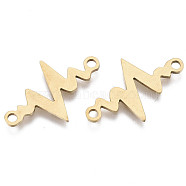 201 Stainless Steel Links connectors, Laser Cut Links, Heartbeat, Golden, 14x23x1mm, Hole: 1.5mm(STAS-S106-28G)
