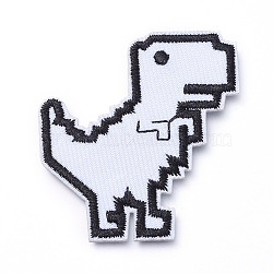 Computerized Embroidery Cloth Iron on/Sew on Patches, Costume Accessories, Appliques, Dinosaur, White, 53x49x1mm(DIY-E025-F13)