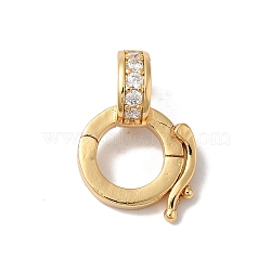 Rack Plating Brass Micro Pave Clear Cubic Zirconia Twister, Cadmium Free & Lead Free, Long-Lasting Plated, Real 18K Gold Plated, 18.5mm, Hole: 7x4mm(KK-A222-03C-G)