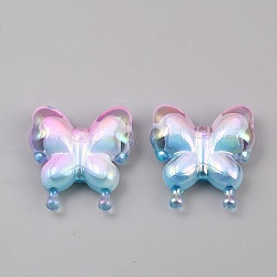 Transparent Acrylic Beads, Bead in Bead, Butterfly, Light Sky Blue, 30x29.5x10.5mm, Hole: 2mm(MACR-WH0010-45)