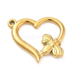 Ion Plating(IP) 304 Stainless Steel Pendants, Heart with Bee Charm, Golden, 20x23.5x3mm, Hole: 1.5mm(STAS-D084-17G)