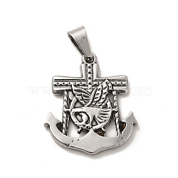 201 Stainless Steel Pendants, Cross Anchor Charms, Stainless Steel Color, 30.5x26.5x3mm, Hole: 9x4.5mm(STAS-K250-20)