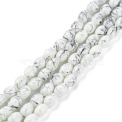 (Defective Closeout Sale: Fading), Baking Painted Drawbench Glass Bead Strands, Oval, 8x6~6.5mm, Hole: 1mm, about 100pcs/strand, 31.4 inch, White, 8x6~6.5mm, Hole: 1mm, about 101pcs/strand, 31.50''(80cm)(GLAD-XCP0001-03)