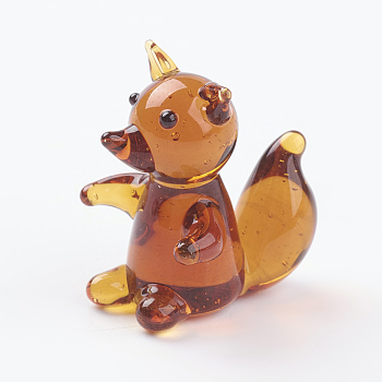 Home Decorations, Handmade Lampwork Display Decorations, Squirrel, Chocolate, 20x15x23mm