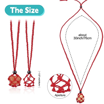 Braided Waxed Cotton Thread Cords Macrame Pouch Necklace Making, Adjustable Glass Beads Interchangeable Stone Necklace, FireBrick, 30 inch(76cm), 2pcs/set
