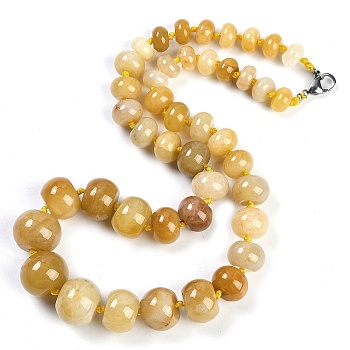 Natural Topaz Jade Rondelle Graduated Beaded Necklaces for Women Men, 19.49 inch(49.5cm)