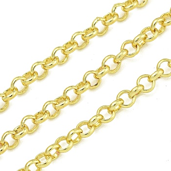 Brass Rolo Chain, Soldered, with Spool, Long-Lasting Plated, Cadmium Free & Lead Free, Real 18K Gold Plated, 2.5x0.9mm