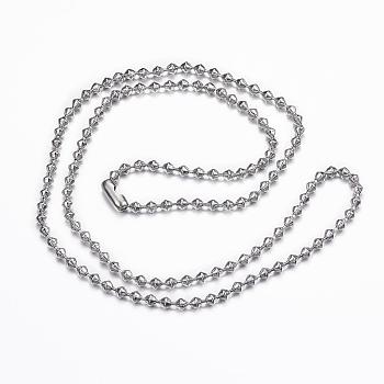 304 Stainless Steel Chain Necklaces, Stainless Steel Color, 23.62 inch(60cm), 3mm