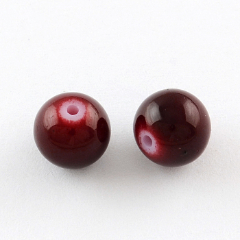 Painted Glass Beads Strands, Baking Paint, Round, Brown, 6mm, Hole: 1.3~1.6mm, about 133pcs/strand, 31.4 inch