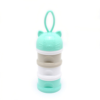 PP Plastic Pet Portable Three Layer Snacks Box, Water Drinking Bottle Outdoor, with Silicone, Turquoise, 25x7.5cm