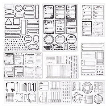 9 Sheets 9 Styles PVC Plastic Stamps, for DIY Scrapbooking, Photo Album Decorative, Cards Making, Stamp Sheets, Mixed Shapes, 160~297x110~148x3mm, 1 sheet/style