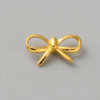 925 Sterling Silver Beads, Bowknot Shape Beads, Golden, 6.8x12x3mm, Hole: 2x0.6mm