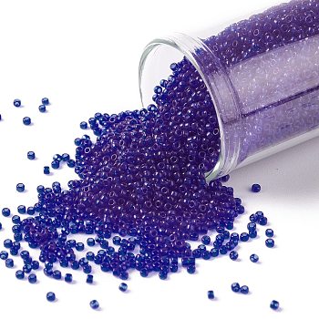 TOHO Round Seed Beads, Japanese Seed Beads, (8) Transparent Cobalt, 15/0, 1.5mm, Hole: 0.7mm, about 3000pcs/10g