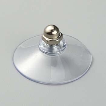 Silicone Strong Suction Cup Holders, with Iron M6 Cap Nut, Bathroom Kitchen Shelf Accessories, Clear, 42x18mm