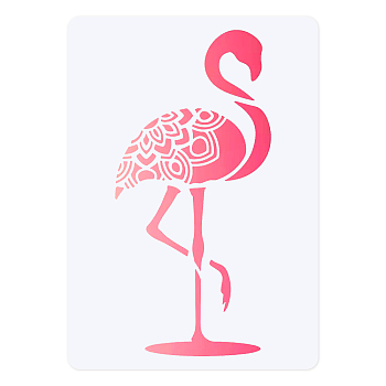 Large Plastic Reusable Drawing Painting Stencils Templates, for Painting on Scrapbook Fabric Tiles Floor Furniture Wood, Rectangle, Flamingo Pattern, 297x210mm