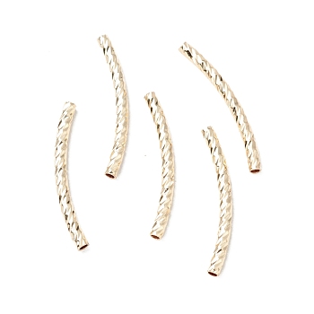 Rack Plating Brass Curved Tube Beads, Cadmium Free & Lead Free, Long-Lasting Plated, Golden, 24.5x2mm, Hole: 1.2mm