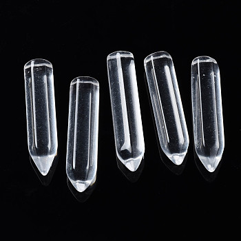 Transparent Glass Beads, Pencil Stub, Clear, 35x8.5x8mm