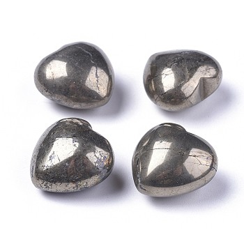 Natural Pyrite Heart Love Stone, Pocket Palm Stone for Reiki Balancing, 20x20x13~13.5mm