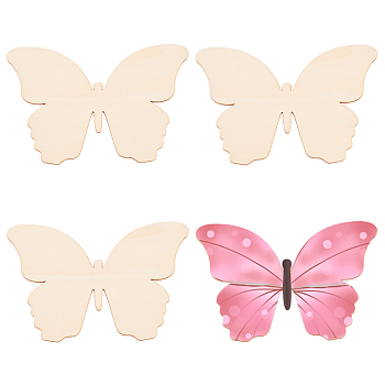Unfinished Wood Pieces, Wood Cutouts, for DIY Wall Decoration Pendants, Butterfly, 140x201x2.3mm