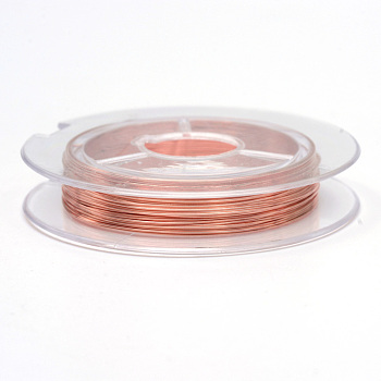 Bare Round Copper Wire, Raw Copper Wire, Copper Jewelry Craft Wire, Coral, 0.3mm, about 32.8 Feet(10m)/roll, 10 rolls/group