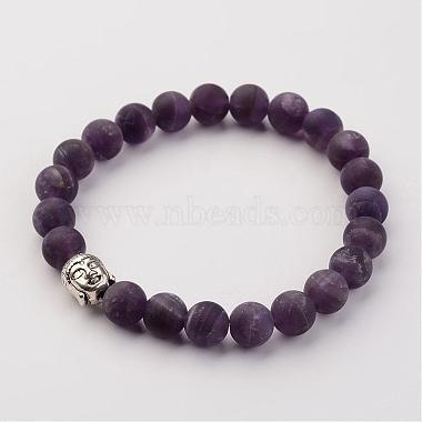 Bracelets extensibles avec perles de pierre précieuse naturelle(BJEW-JB02446)-2