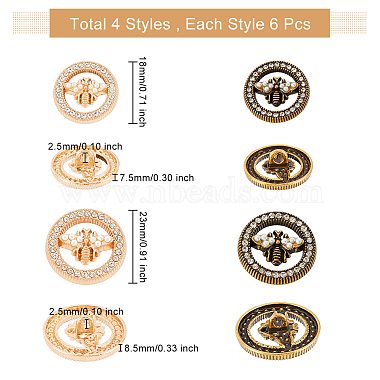 24Pcs 4 Style 1-Hole Alloy Rhinestone Shank Buttons(BUTT-OC0001-34)-2