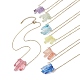 7Pcs 7 Color Dyed Natural Crackle Quartz Crystal Irregular Bullet Pendant Necklaces Set(NJEW-JN04630)-1