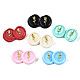 Flat Round with Rose Flower Stud Earrings for Women(EJEW-N046-015-NR)-2