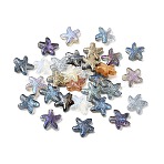 Electroplate Transparent Glass Beads, Starfish, Mixed Color, 13.5x13.5x4.5mm, Hole: 1mm(EGLA-L047-03B)