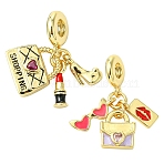 2Pcs 2 Styles Rack Plating Brass Cubic Zirconia European Dangle Charms Large Hole Pendants, Long-Lasting Plated, Cadmium Free & Lead Free, Mixed Shape, Real 18K Gold Plated, 27~29mm, Hole: 4.5mm, 1pc/style(KK-YW0002-84)