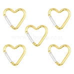 5Pcs Zinc Alloy Spring Gate Rings, Heart, Light Khaki, 43.2x42mm(FIND-YW0010-59J)
