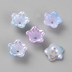 Opaque Acrylic Bead Caps, 5-Petal Lily Flower, Medium Orchid, 12x12.5x6mm, Hole: 1.5mm(OACR-CJC0010-03B)