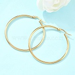 Ion Plating(IP) 304 Stainless Steel Hoop Earrings, Hypoallergenic Earrings, Ring Shape, Real 18K Gold Plated, 44x2mm, 12 Gauge, Pin: 1x0.7mm(EJEW-N0016-11G-G)