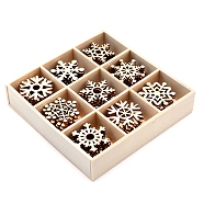 Christmas Theme Natural Wood Pendant Decorations, Snowflake, Navajo White, 30~32x26.5~28x2mm, 72pcs/set(HJEW-CJC0003-01)