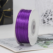 Polyester Double-Sided Satin Ribbons, Ornament Accessories, Flat, Dark Violet, 3mm, 100 yards/roll(OFST-PW0003-16M)