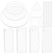 DIY Bakeware Tools Set, Acrylic Icing Scraper & Round Cake Disk, 60~260x91~260x2~6mm, 19pcs/set(BAKE-WH0011-01)