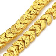 Electroplated Natural Lava Rock Beads Strands, Arrow, Golden Plated, 5.5~6x6~7x2.5mm, Hole: 0.9mm, about 95pcs/strand, 15.35''(39cm)(G-I360-X01-01)