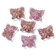Plating Transparent Acrylic Beads, Golden Metal Enlaced, Butterfly, Old Rose, 11x14.5x5mm, Hole: 1.8mm, 740pcs/500g(OACR-B013-26A)