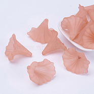 Transparent Acrylic Beads, Calla Lily, Frosted, Dyed, Light Salmon, 40.5x33x35mm, Hole: 3mm(X-BSF796-C11)