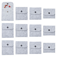 AHADERMAKER 12Pcs 4 Styles Portable Felt Card Cover Bag, with Iron Snap Button, Rectangle, Ghost White, 7.6~11.7x8.8~10.3cm, 3pcs/style(ABAG-GA0001-21B)