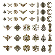 DIY Jewelry Making Finding Kit, Including Iron Filigree Joiners & Cabochon Connector Settings & Pendants, Rhombus & Flower & Butterfly, Antique Bronze, 84Pcs/box(DIY-TA0005-97)