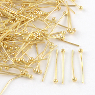 Brass Ball Head pins, Cadmium Free & Lead Free, Golden, 14x0.5mm, 24 Gauge, Head: 2mm, about 10000pcs/bag(KK-R020-01G)